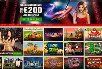 Das Bild zeigt die Homepage des MagicRed Casinos.