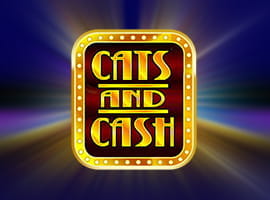 Cats and Cash slot game logo and demo prompt.