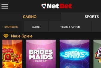 The Game Lobby of the NetBet App