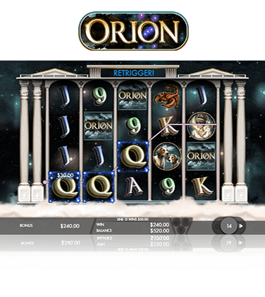 Orion slot game in action