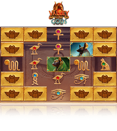 The Valley of the Gods online slot game in action.