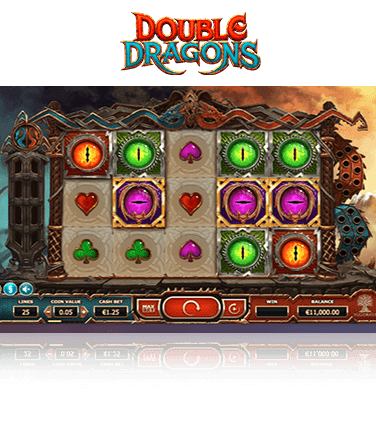 An in-game image of the Double Dragons slot game.
