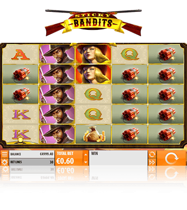 Sticky Bandits online slot game in action.