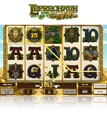 In-game view of Leprechaun Goes Egypt slot