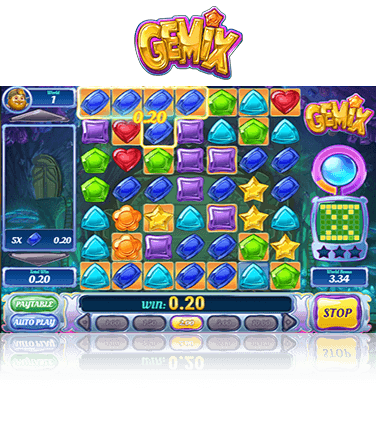 A winning cluster in the Gemix slot game