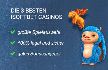 Die 3 besten iSoftebet Casinos haben die größte Spielauswahl, sind 100% legal und sicher und haben gute Bonusangebote.