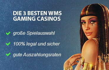 Die 3 besten WMS Gaming Casinos haben die größte Spielauswahl, sind 100% legal und sicher und haben gute Bonusangebote.