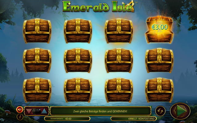 Das Bild zeigt das Bonusspiel des Spielautomatens Emerald Isle.