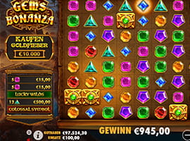 Ein etwas größerer Gewinn an der Gems Bonanza Slotmaschine