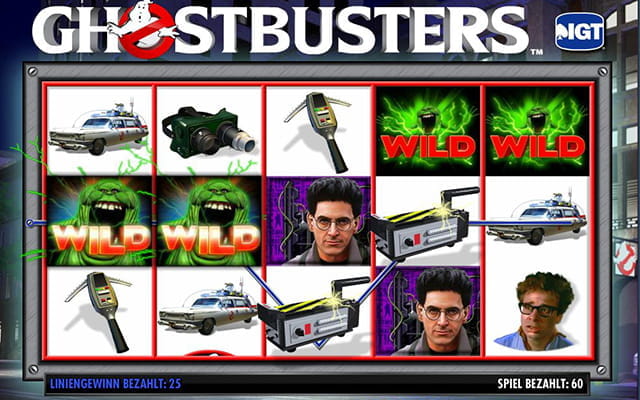 Auf dem Bild seht ihr den Ghostbusters Slot. Das Slimer Wild Symbol ersetzt alle anderen Symbole, mit Ausnahme des Bonus.