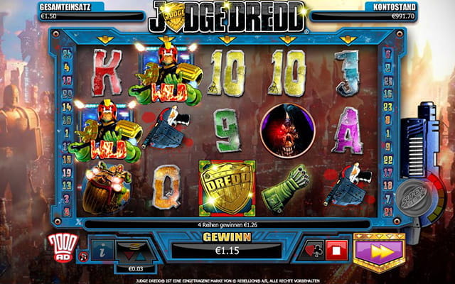 In dem Judge Dredd Spielautomaten von NextGen dient die Hauptfigur aus dem Comic als Wild-Symbol.