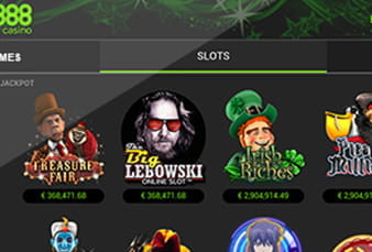Die Lobby der 888 Casino App