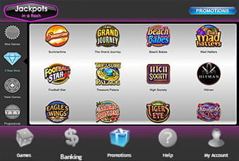 Die Spielauswahl der 5 Reel Slots in der Jackpots in a Flash App