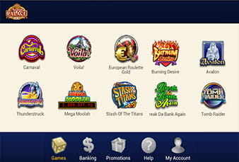 Die Spielauswahl der Slots in der Spinpalace App