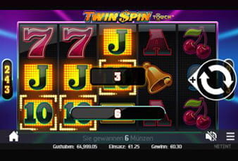 Der Twin-Spin Spielautomat von NetEnt in der mobilen Ansicht.