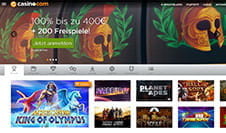 Die Starseite von Casino.com.