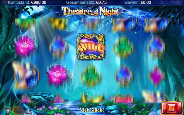 Das Bild zeigt den Slot Theatre of Night. Alle Walzen drehen sich.