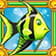 Das Bild zeigt einen grüner Fisch.