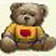 Das Bild zeigt einen Teddybären mit Herz.