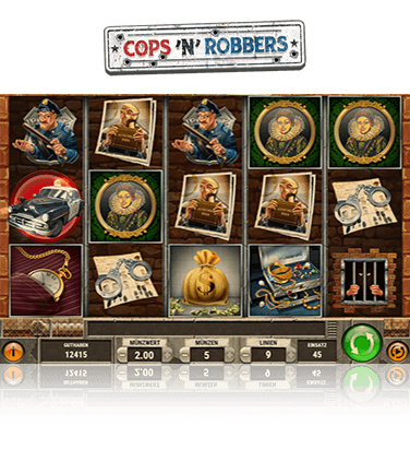 Hier wird der Cops and Robbers Slot gezeigt vom Hersteller Play'n GO.