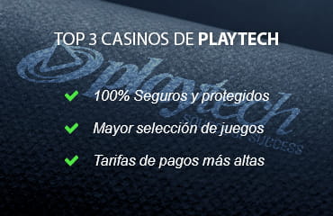 Se muestran los 3 mejores casinos con Playtech con la imagen de un gladiador sobre un fondo azul.