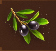 Símbolo de una rama de olivo con dos aceitunas negras.