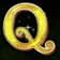 Símbolo de la letra Q de color amarillo.