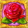 El símbolo scatter de Golden Goddess es una rosa roja con un par de pétalos verdes sobre un fondo rosa en un marco dorado.