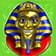 La máscara del faraón, muy parecida a la de Tutankamón, sobre un fondo verde es el símbolo bonus de esta tragaperras.