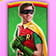 Robin lleva su característico traje con el torso rojo, las mangas cortas verdes, guantes del mismo color y la capa amarilla. Tiene una R amarilla en un círculo negro en el pecho.