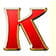 Símbolo de la letra K en rojo.