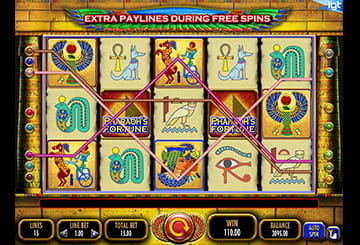 Pharaoh’s Fortune Slot with 15 Paylines, 5 Reels, 3 Rows