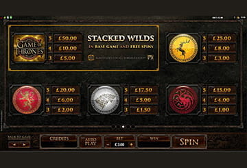 Game of Thrones 243 Ways Auszahlungstabelle