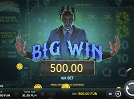 A Big Win on the Master of Lightning Slot Machine