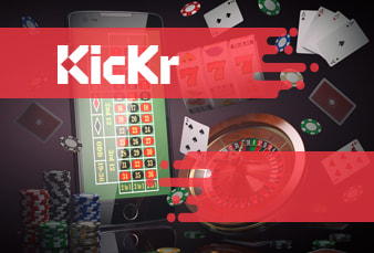 Kickr Games social casino lobby on a mobile device