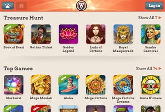 The Game Lobby of the Leo Vegas App