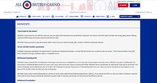 List of the payment methods available at the All British Casino
