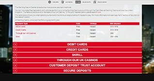 An overview of the payment methods at Genting Casino