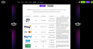 Screenshot of the payment methods available at Hard Rock NJ online casino