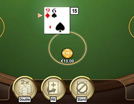 blackjack double face up or down