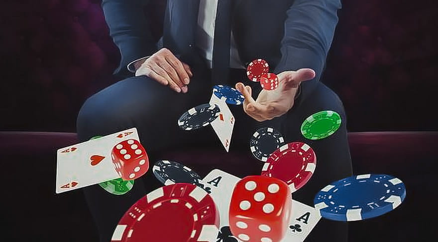Wealthy Gambler Throws Away Cards, Dices and Chips