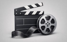 A Movie Clapper and a Movie Reel
