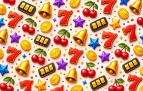 Abstract, Colorful Slot Machine Symbols