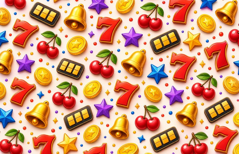 Abstract, Colorful Slot Machine Symbols
