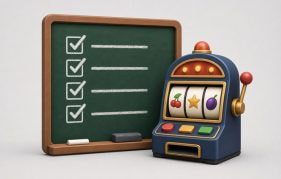 Chalkboard Checklist Illustrating How to Pick a Slot Machine