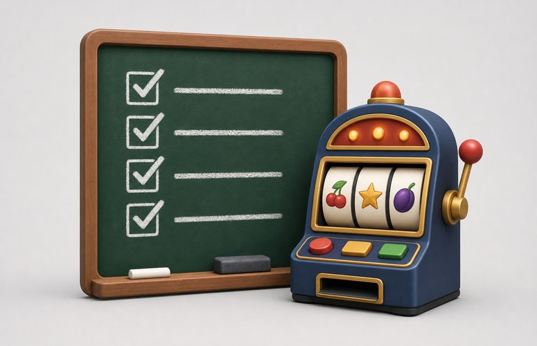 Chalkboard Checklist Illustrating How to Pick a Slot Machine
