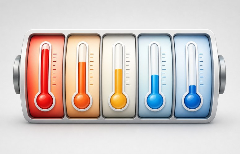 Thermometer Icons Ranging from Hot to Cold, Illustrating the Hot and Cold Slots Myth