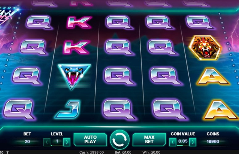 Neon Staxx by NetEnt In-Game View, a Synthwave Retro Slot for Short Mobile Sessions