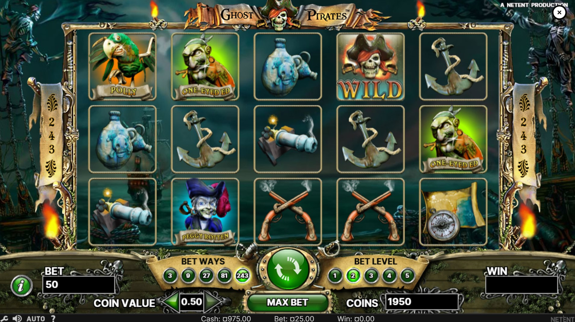 Ghost Pirates by NetEnt, a Spectral Pirate Slot With 243 Bet Ways