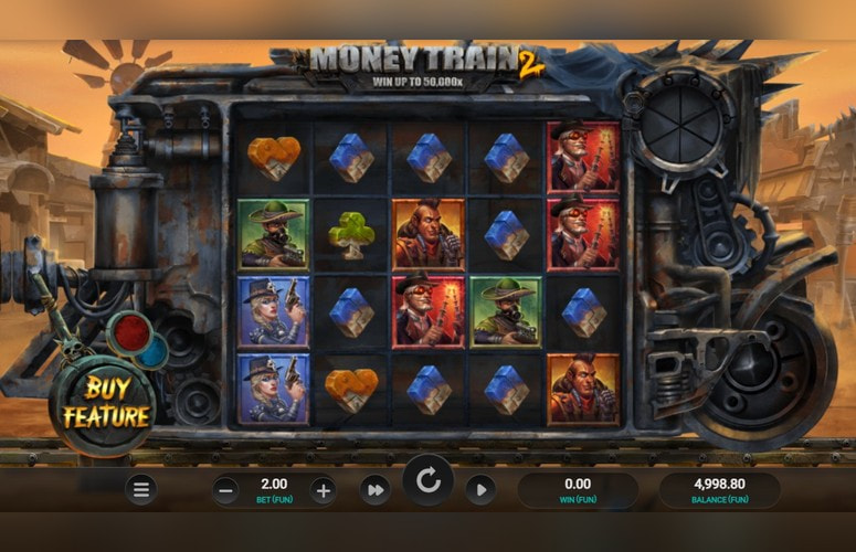 Money Train 2 by Relax Gaming Base Game on the 40-Payline Crime Western Grid